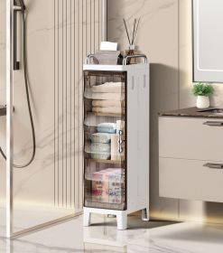 7.87 x 9.96x 28.94inch Narrow Gap Folding Storage Cabinet Plastic Magnetic Door Storage Organizer Cabinet for Bathroom Toilet Living Room Bedroom