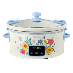 6-Quart Slow Cooker, Locking Lid, Digital, Brilliant Blooms, Model PW8400778514-7