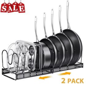 2 Pack Expandable Pot Lid Rack Organizer, Pans Organizer Rack, Pots and Pans Organizer Rack Cookware Set Organizer